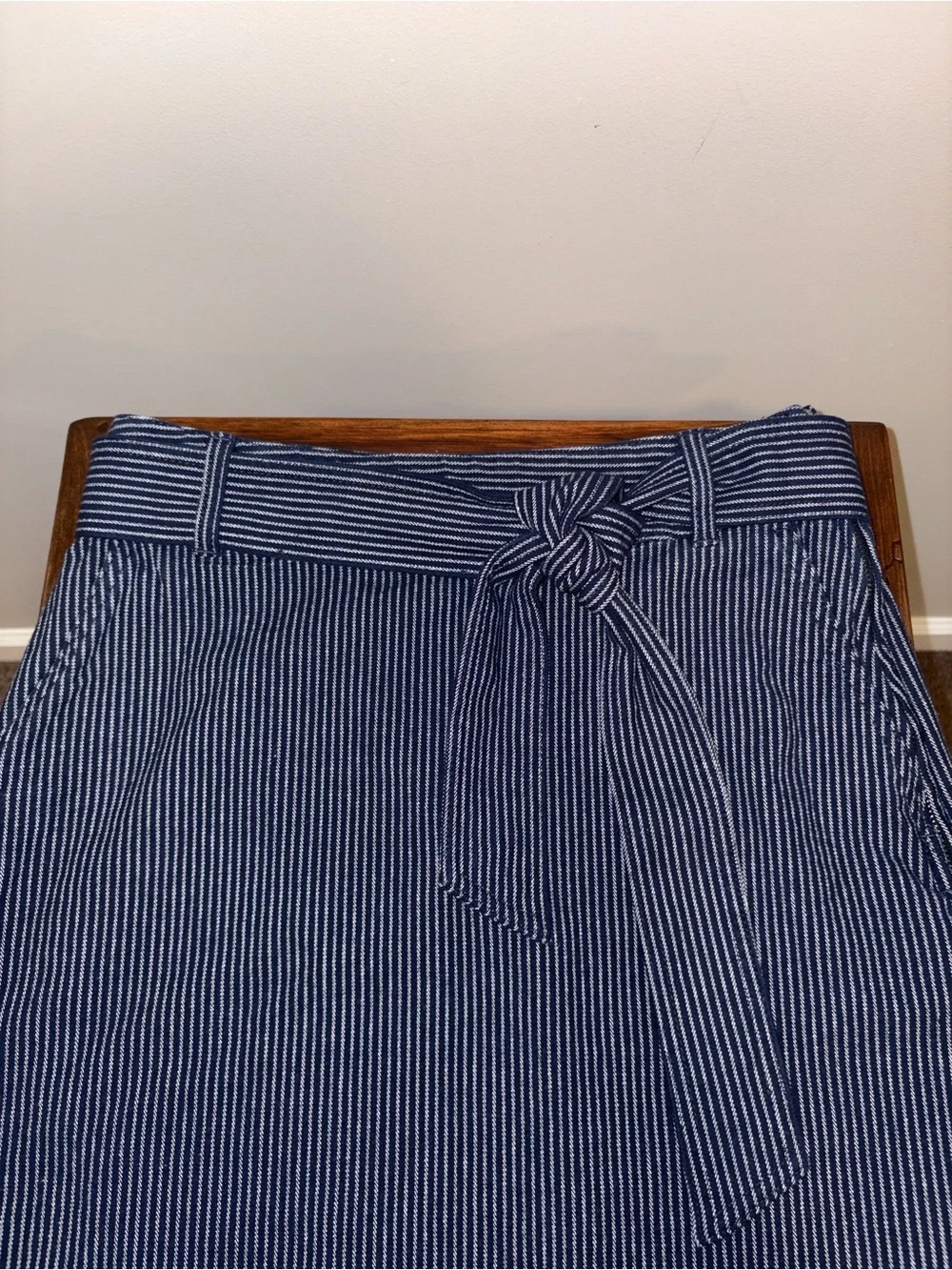 LOFT Textured Stripe Belted Mini Pocket Skirt Size 2